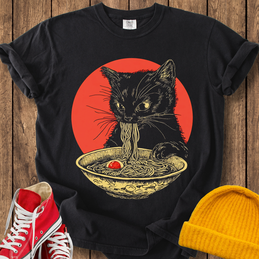 Ramen black cat T-shirt