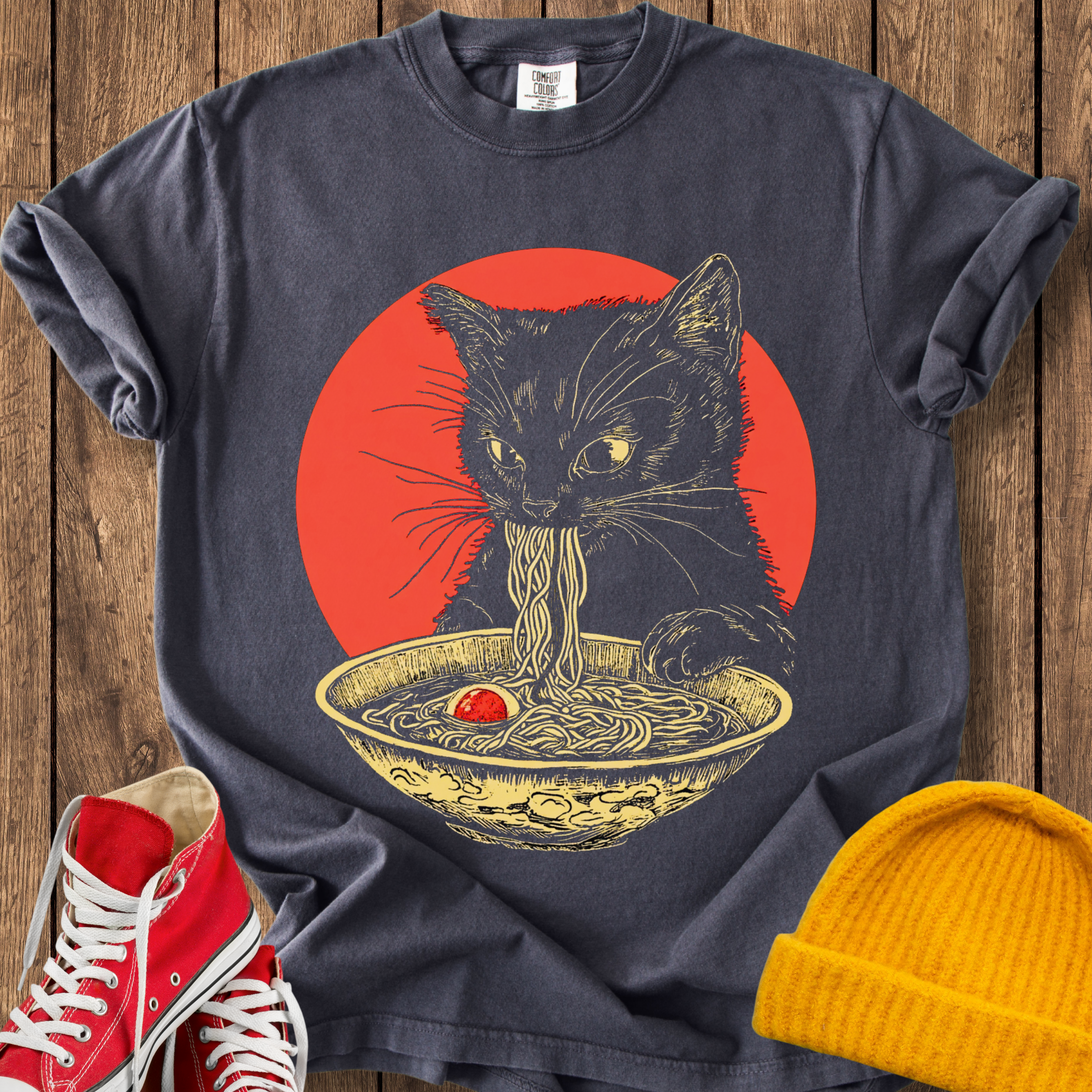 Ramen black cat T-shirt