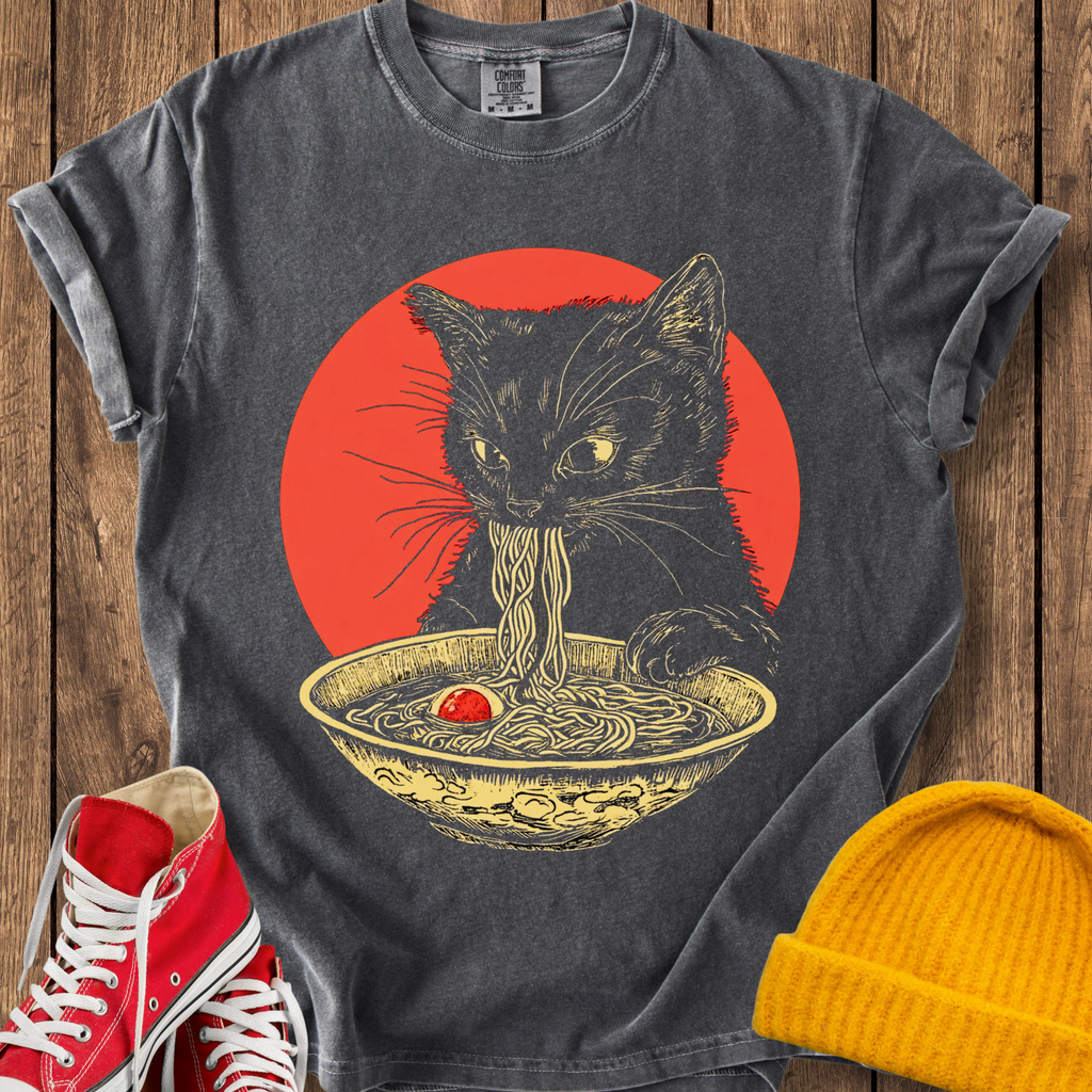 Ramen black cat T-shirt